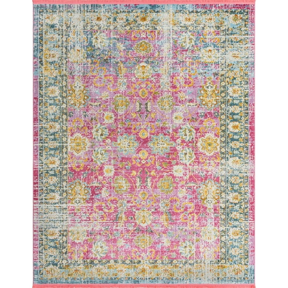 Rugs.com Paragon Collection Rug – 8' x 10' Pink Medium-Pile Rug Perfect For Living Rooms, Large Dining Rooms, Open Floorplans