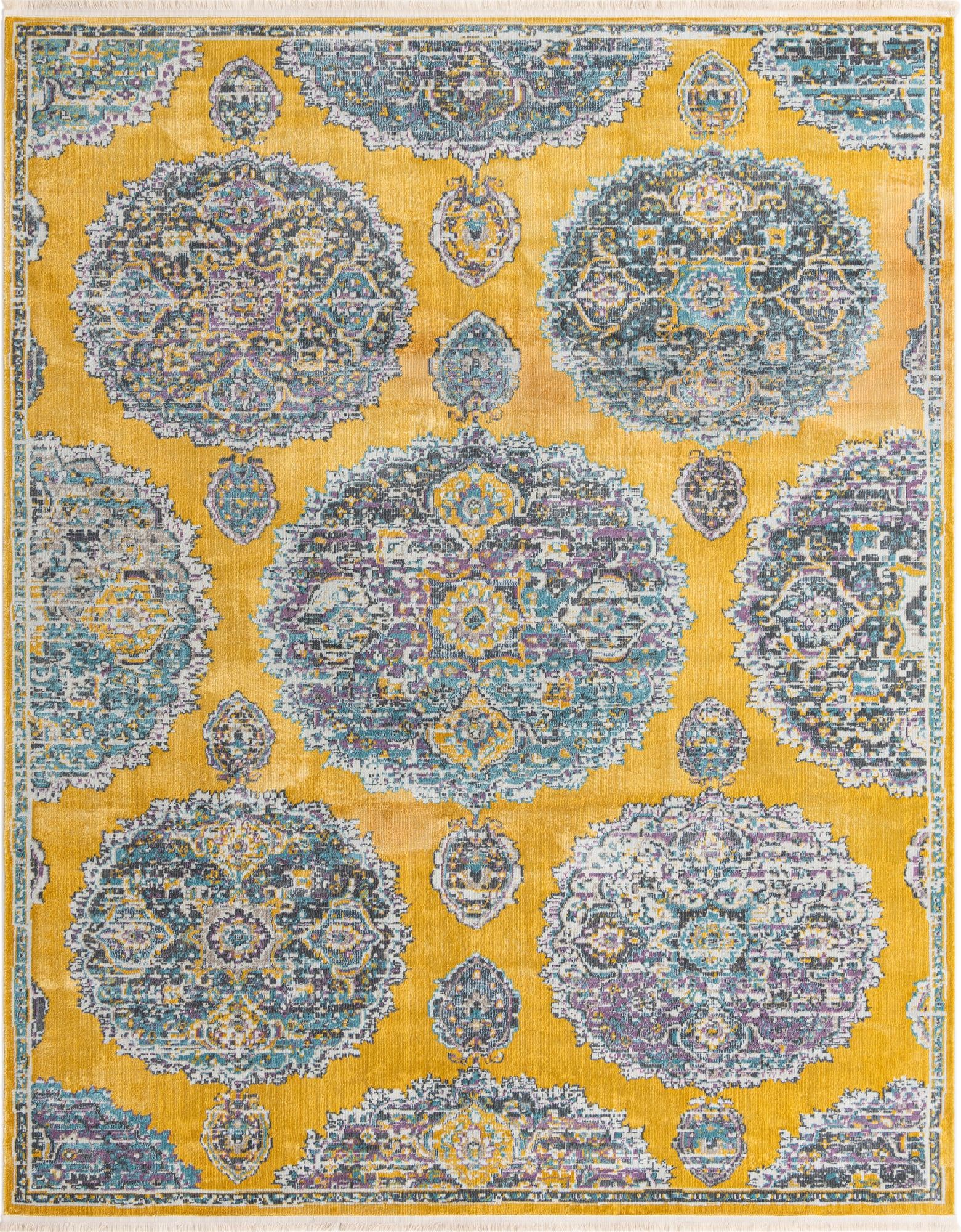 Rugs.com Paragon Collection Rug – 8' x 10' Yellow Medium-Pile Rug ...