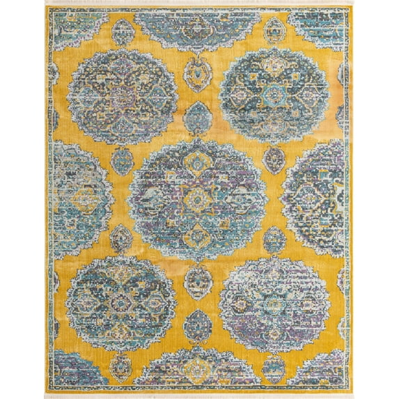 Rugs.com Paragon Collection Rug – 8' x 10' Yellow Medium-Pile Rug Perfect For Living Rooms, Large Dining Rooms, Open Floorplans