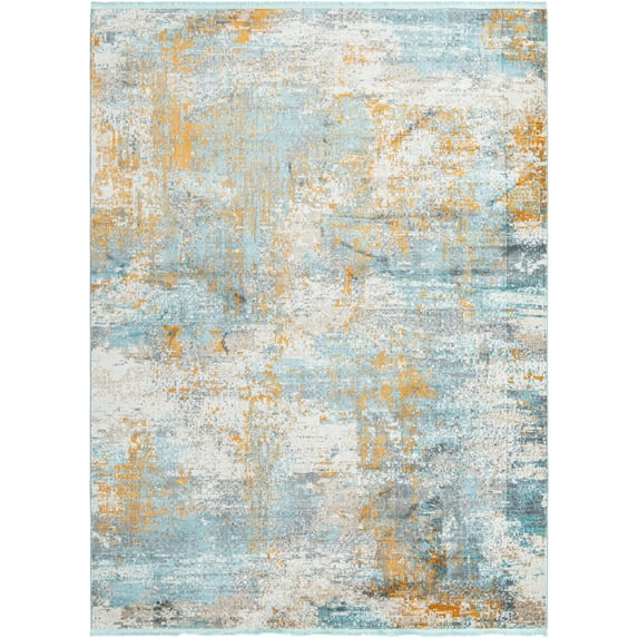 Rugs.com Paragon Collection Rug – 9' x 12' Aqua Medium-Pile Rug Perfect For Living Rooms, Large Dining Rooms, Open Floorplans