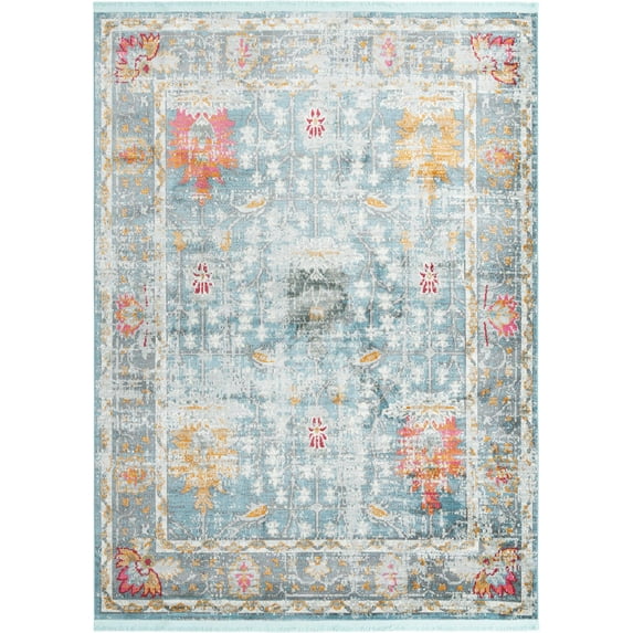 Rugs.com Paragon Collection Rug – 9' x 12' Blue Medium-Pile Rug Perfect For Living Rooms, Large Dining Rooms, Open Floorplans