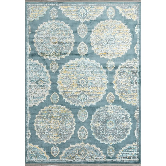 Rugs.com Paragon Collection Rug – 9' x 12' Gray Blue Medium-Pile Rug Perfect For Living Rooms, Large Dining Rooms, Open Floorplans