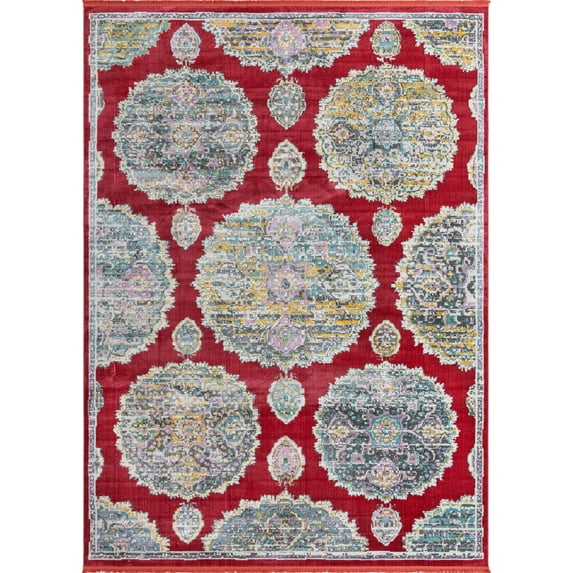 Rugs.com Paragon Collection Rug – 9' x 12' Red Medium-Pile Rug Perfect For Living Rooms, Large Dining Rooms, Open Floorplans