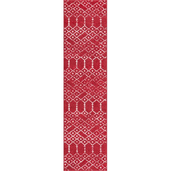 Rugs.com Paxon Trellis Collection Rug – 10 Ft Runner Raspberry Pink Medium Rug Perfect For Hallways, Entryways