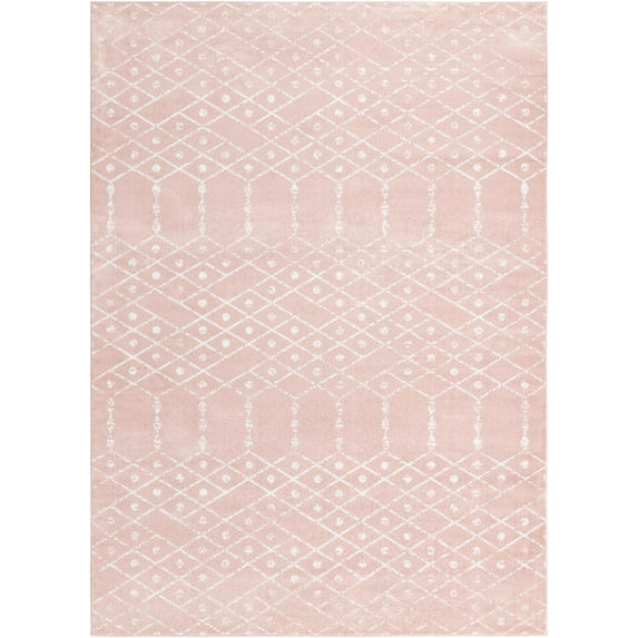 Rugs.com Paxon Trellis Collection Rug – 10' x 13' Rose Pink Medium Rug Perfect For Living Rooms, Large Dining Rooms, Open Floorplans