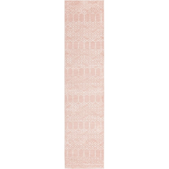 Rugs.com Paxon Trellis Collection Rug – 16 Ft Runner Rose Pink Medium Rug Perfect For Hallways, Entryways