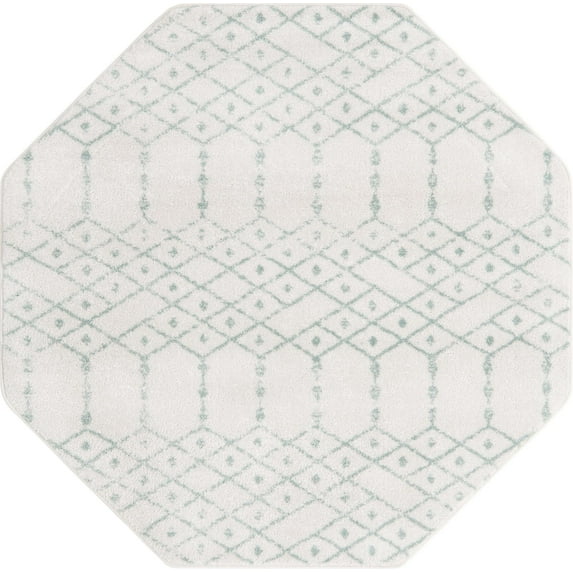 Rugs.com Paxon Trellis Collection Rug – 2' x 3' Ivory Aqua Medium Rug Perfect For Entryways, Kitchens, Breakfast Nooks, Accent Pieces