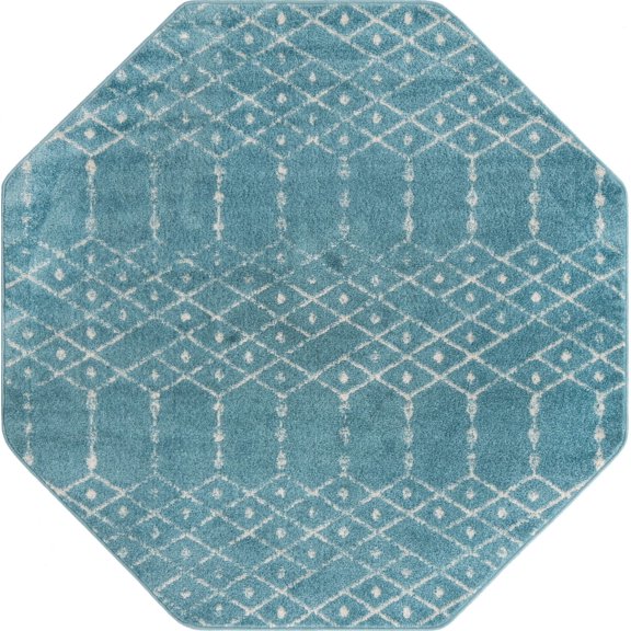 Rugs.com Paxon Trellis Collection Rug – 2' x 3' Teal Blue Medium Rug Perfect For Entryways, Kitchens, Breakfast Nooks, Accent Pieces