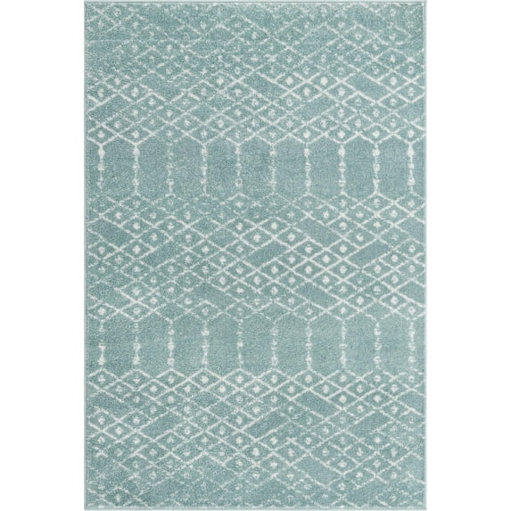 Rugs.com Paxon Trellis Collection Rug – 3' x 5' Aqua Medium Rug Perfect For Entryways, Kitchens, Breakfast Nooks, Accent Pieces