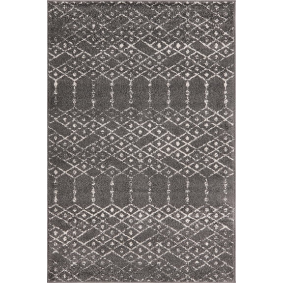 Rugs.com Paxon Trellis Collection Rug – 3' x 5' Charcoal Gray Medium Rug Perfect For Entryways, Kitchens, Breakfast Nooks, Accent Pieces