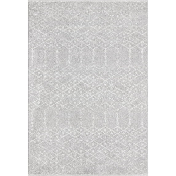 Rugs.com Paxon Trellis Collection Rug – 3' x 5' Light Gray Medium Rug Perfect For Entryways, Kitchens, Breakfast Nooks, Accent Pieces