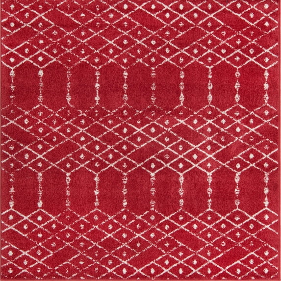 Rugs.com Paxon Trellis Collection Rug – 4 Ft Square Raspberry Pink Medium Rug Perfect For Living Rooms, Kitchens, Entryways