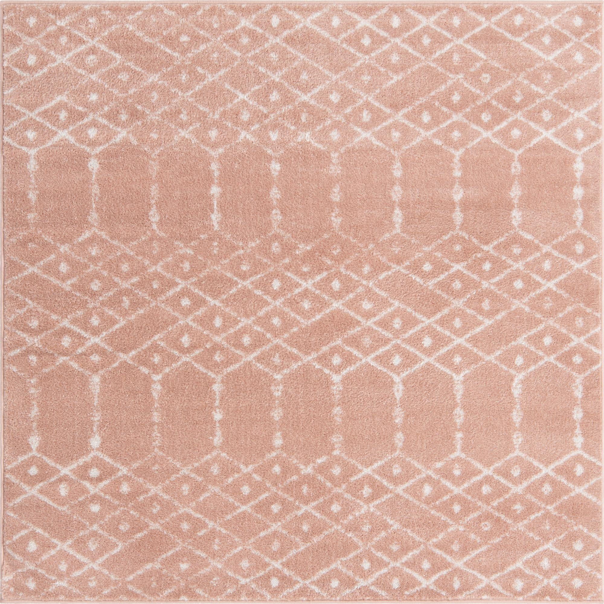 Rugs.com Paxon Trellis Collection Rug – 4 Ft Square Rose Pink Medium ...