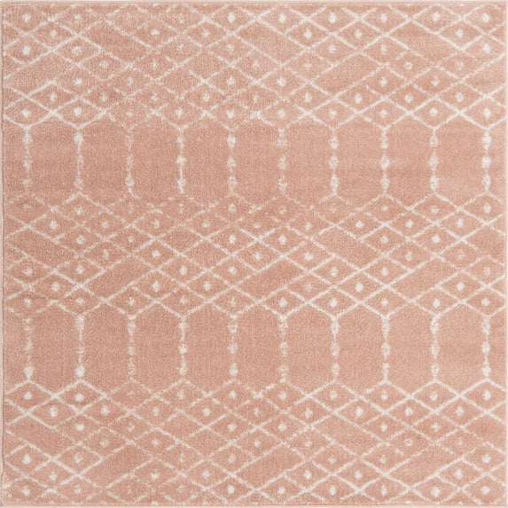 Rugs.com Paxon Trellis Collection Rug – 4 Ft Square Rose Pink Medium Rug Perfect For Living Rooms, Kitchens, Entryways