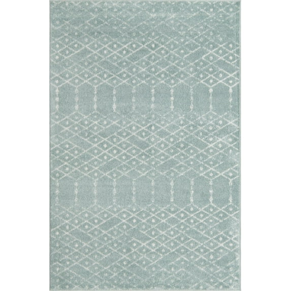 Rugs.com Paxon Trellis Collection Rug – 4' x 6' Aqua Medium Rug Perfect For Entryways, Kitchens, Breakfast Nooks, Accent Pieces