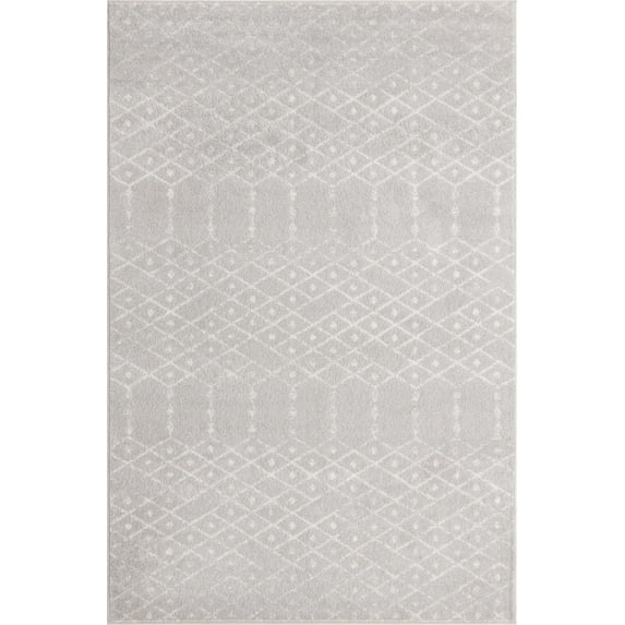 Rugs.com Paxon Trellis Collection Rug – 4' x 6' Light Gray Medium Rug Perfect For Entryways, Kitchens, Breakfast Nooks, Accent Pieces