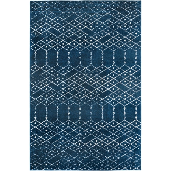 Rugs.com Paxon Trellis Collection Rug – 4' x 6' Navy Blue Medium Rug Perfect For Entryways, Kitchens, Breakfast Nooks, Accent Pieces