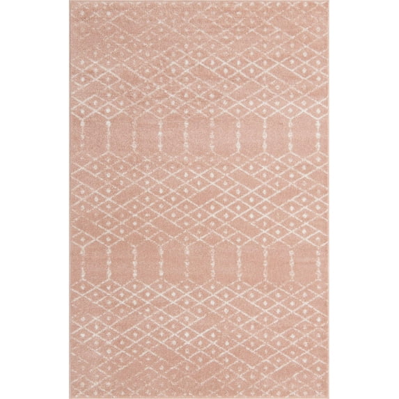 Rugs.com Paxon Trellis Collection Rug – 4' x 6' Rose Pink Medium Rug Perfect For Entryways, Kitchens, Breakfast Nooks, Accent Pieces