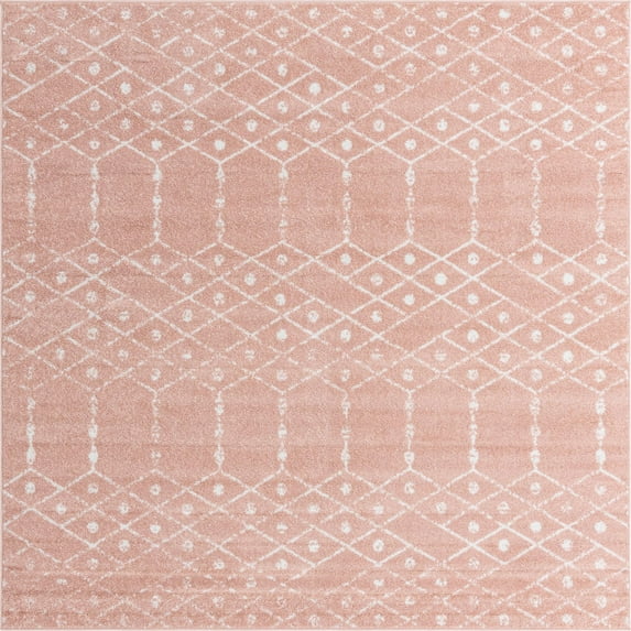 Rugs.com Paxon Trellis Collection Rug – 5 Ft Square Rose Pink Medium Rug Perfect For Living Rooms, Kitchens, Entryways