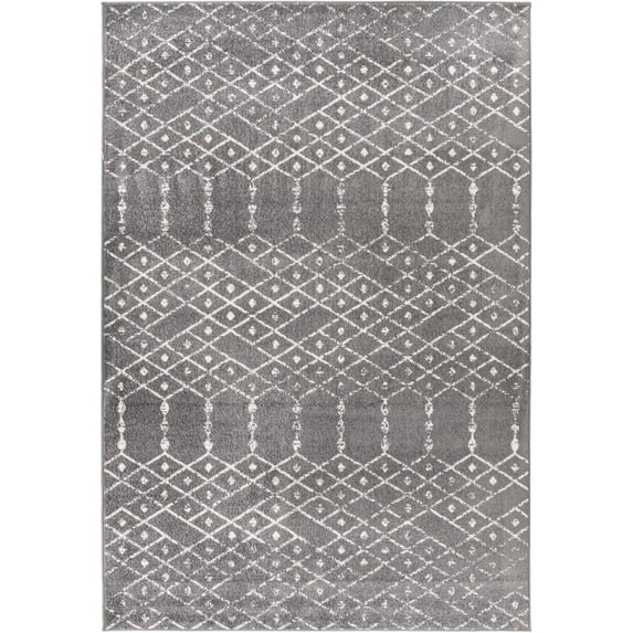 Rugs.com Paxon Trellis Collection Rug – 5' x 8' Charcoal Gray Medium Rug Perfect For Bedrooms, Dining Rooms, Living Rooms