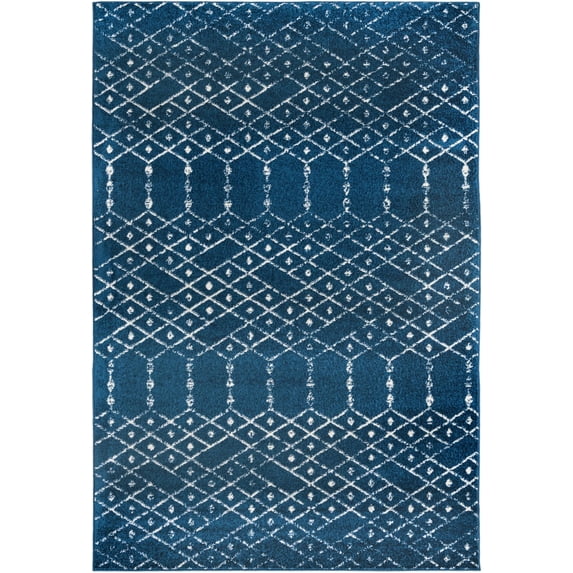 Rugs.com Paxon Trellis Collection Rug – 5' x 8' Navy Blue Medium Rug Perfect For Bedrooms, Dining Rooms, Living Rooms