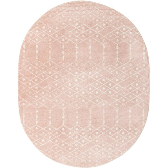 Rugs.com Paxon Trellis Collection Rug – 5' x 8' Oval Rose Pink Medium Rug Perfect For Living Rooms, Large Dining Rooms, Open Floorplans
