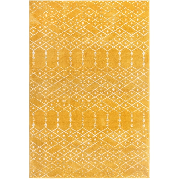Rugs.com Paxon Trellis Collection Rug – 5' x 8' Yellow Medium Rug Perfect For Bedrooms, Dining Rooms, Living Rooms