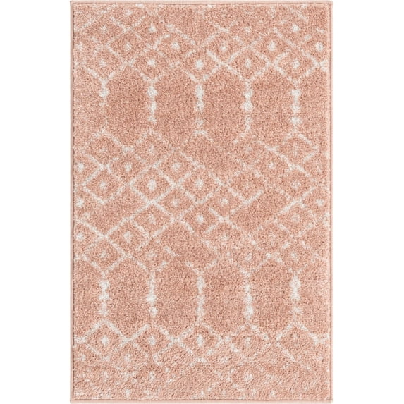Rugs.com Paxon Trellis Collection Rug – 6 Ft Runner Rose Pink Medium Rug Perfect For Hallways, Entryways