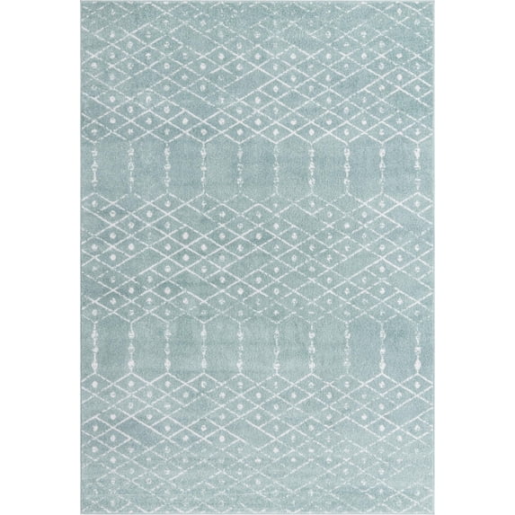 Rugs.com Paxon Trellis Collection Rug – 6' x 9' Aqua Medium Rug Perfect For Bedrooms, Dining Rooms, Living Rooms