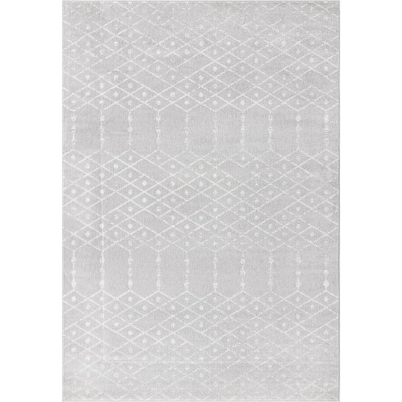 Rugs.com Paxon Trellis Collection Rug – 6' x 9' Light Gray Medium Rug Perfect For Bedrooms, Dining Rooms, Living Rooms