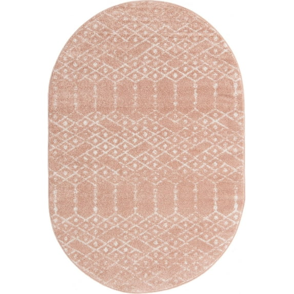 Rugs.com Paxon Trellis Collection Rug – 8 Ft Octagon Rose Pink Medium Rug Perfect For Living Rooms, Kitchens, Entryways