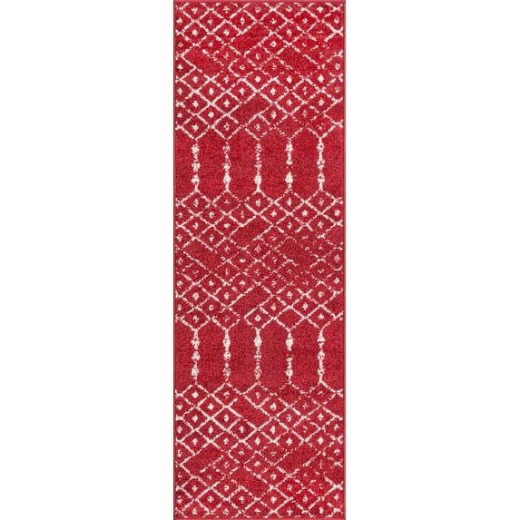 Rugs.com Paxon Trellis Collection Rug – 8 Ft Runner Raspberry Pink Medium Rug Perfect For Hallways, Entryways