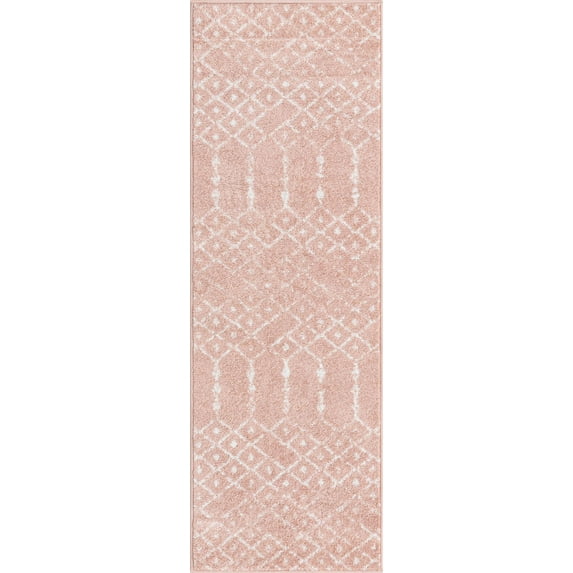 Rugs.com Paxon Trellis Collection Rug – 8 Ft Runner Rose Pink Medium Rug Perfect For Hallways, Entryways