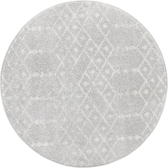 Rugs.com Paxon Trellis Collection Rug – 8 Ft Square Light Gray Medium Rug Perfect For Living Rooms, Kitchens, Entryways