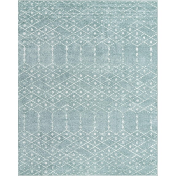 Rugs.com Paxon Trellis Collection Rug – 8' x 10' Aqua Medium Rug Perfect For Living Rooms, Large Dining Rooms, Open Floorplans