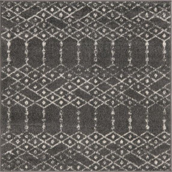Rugs.com Paxon Trellis Collection Rug – 8' x 10' Oval Charcoal Gray Medium Rug Perfect For Living Rooms, Large Dining Rooms, Open Floorplans