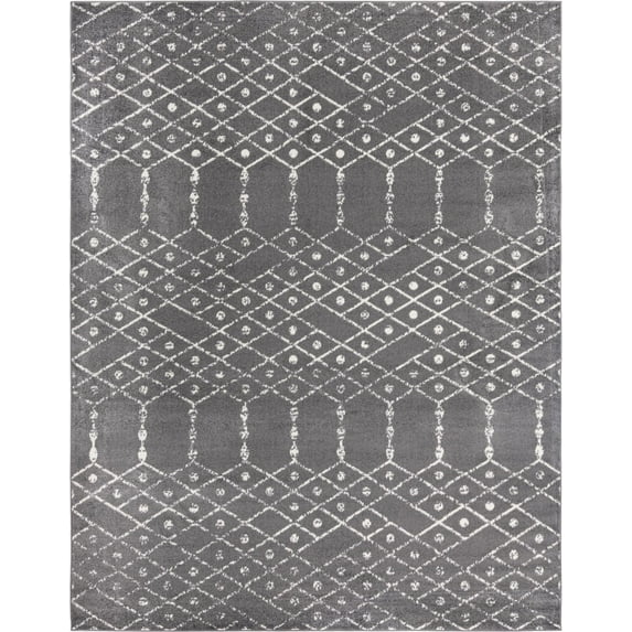 Rugs.com Paxon Trellis Collection Rug – 9' x 12' Charcoal Gray Medium Rug Perfect For Living Rooms, Large Dining Rooms, Open Floorplans