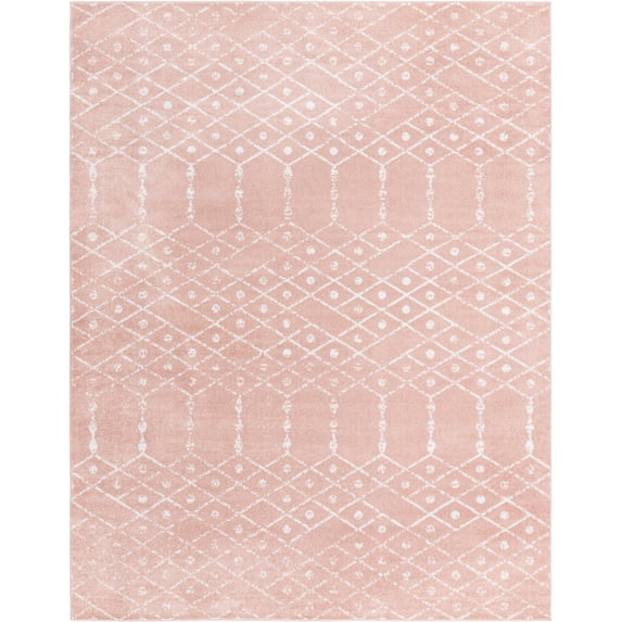 Rugs.com Paxon Trellis Collection Rug – 9' x 12' Rose Pink Medium Rug Perfect For Living Rooms, Large Dining Rooms, Open Floorplans