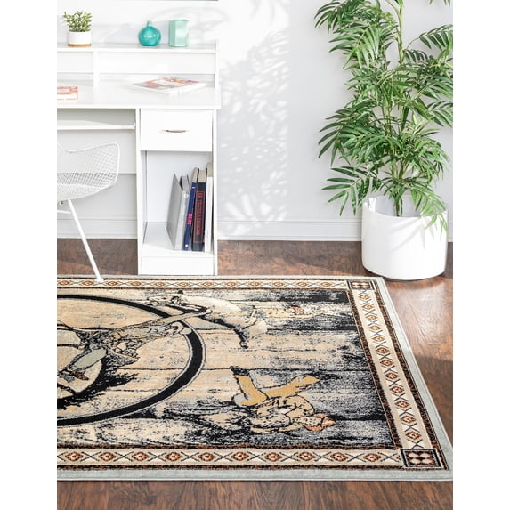 Rugs.com Pioneer Collection Rug – 10' x 14' Blue Medium-Pile Rug Perfect For Living Rooms, Large Dining Rooms, Open Floorplans