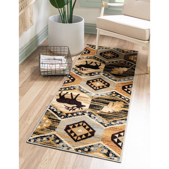 Rugs.com Pioneer Collection Rug – 12 Ft Runner Blue Medium-Pile Rug Perfect For Hallways, Entryways