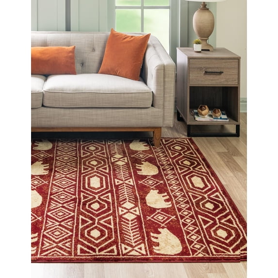 Rugs.com Pioneer Collection Rug – 2' x 3' Red Medium-Pile Rug Perfect For Living Rooms, Large Dining Rooms, Open Floorplans