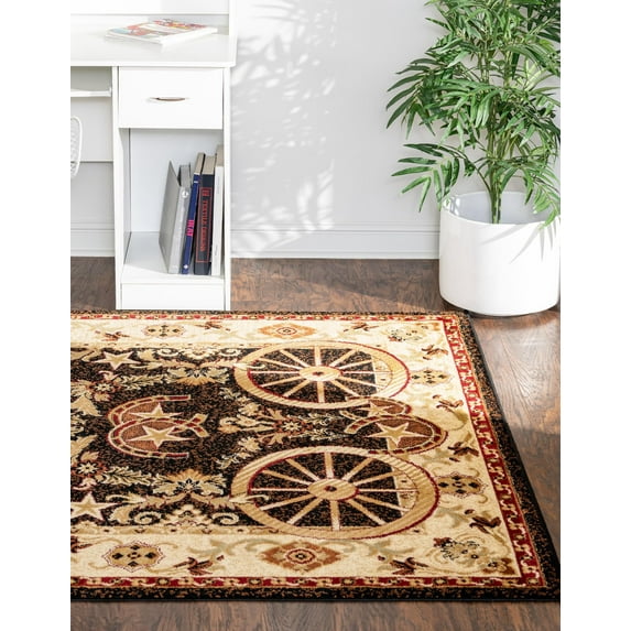 Rugs.com Pioneer Collection Rug – 5' x 8' Black Medium-Pile Rug Perfect For Living Rooms, Large Dining Rooms, Open Floorplans