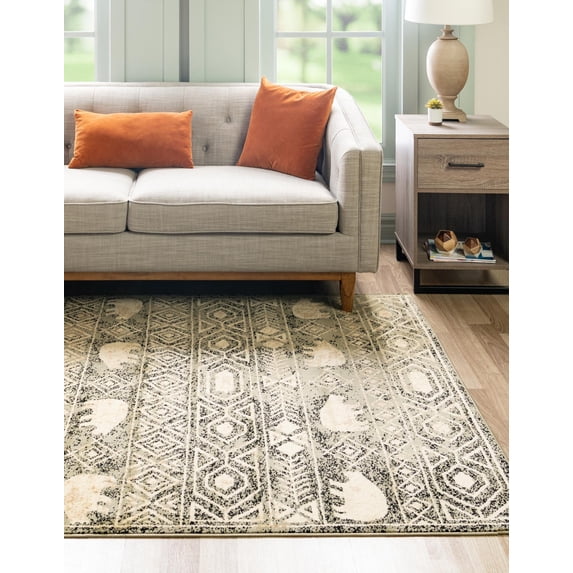 Rugs.com Pioneer Collection Rug – 5' x 8' Green Medium-Pile Rug Perfect For Living Rooms, Large Dining Rooms, Open Floorplans