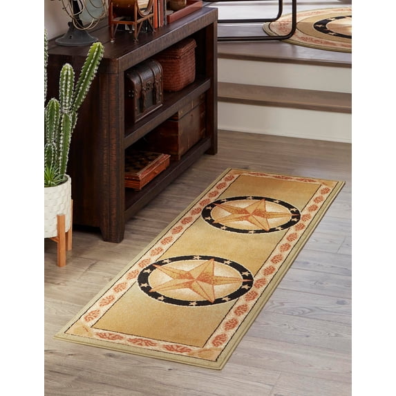 Rugs.com Pioneer Collection Rug – 6 Ft Runner Green Medium-Pile Rug Perfect For Hallways, Entryways