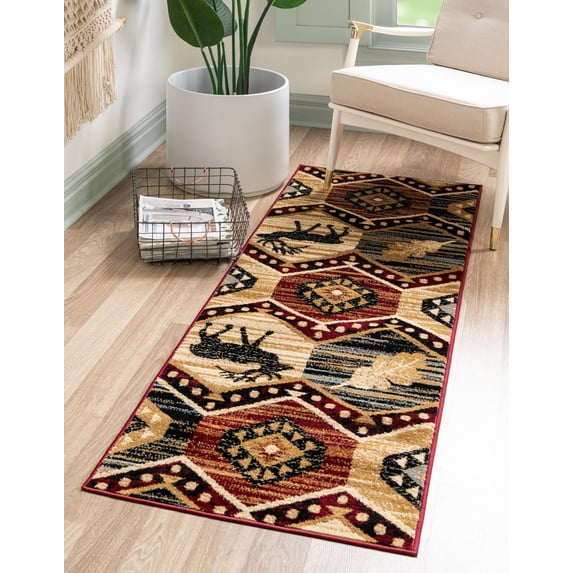 Rugs.com Pioneer Collection Rug – 6 Ft Runner Multi Medium-Pile Rug Perfect For Hallways, Entryways