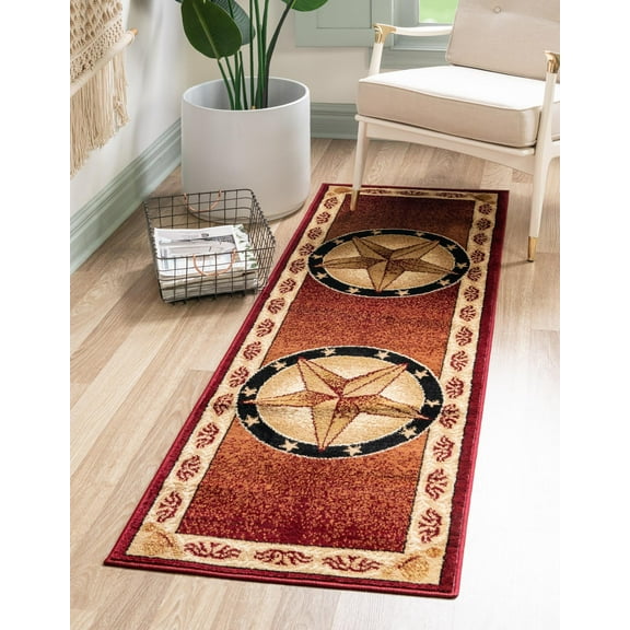 Rugs.com Pioneer Collection Rug – 8 Ft Runner Red Medium-Pile Rug Perfect For Hallways, Entryways