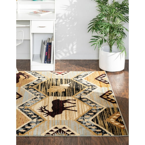 Rugs.com Pioneer Collection Rug – 8' x 10' Blue Medium-Pile Rug Perfect For Living Rooms, Large Dining Rooms, Open Floorplans