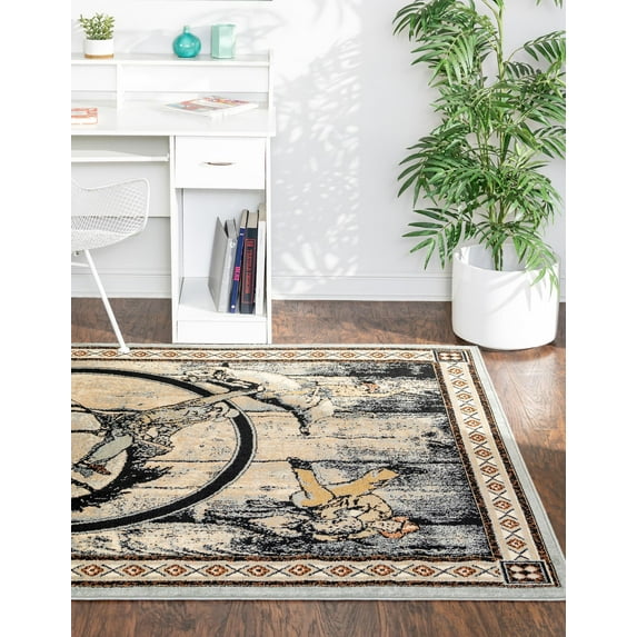 Rugs.com Pioneer Collection Rug – 9' x 12' Blue Medium-Pile Rug Perfect For Living Rooms, Large Dining Rooms, Open Floorplans