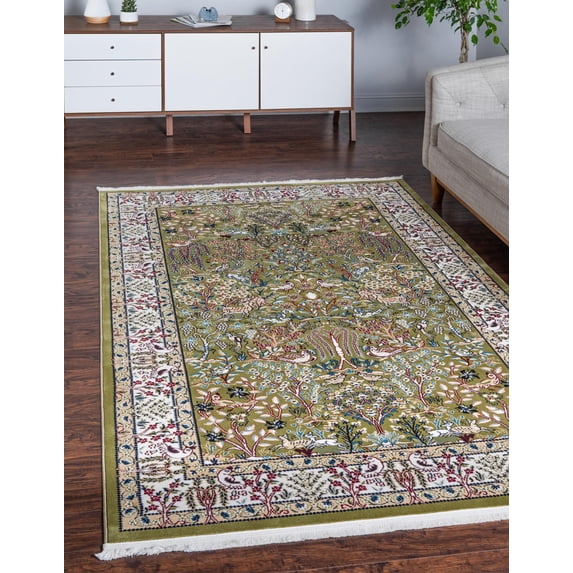 Rugs.com Rabia Collection Rug – 10' x 13' Green Low Rug Perfect For Living Rooms, Large Dining Rooms, Open Floorplans