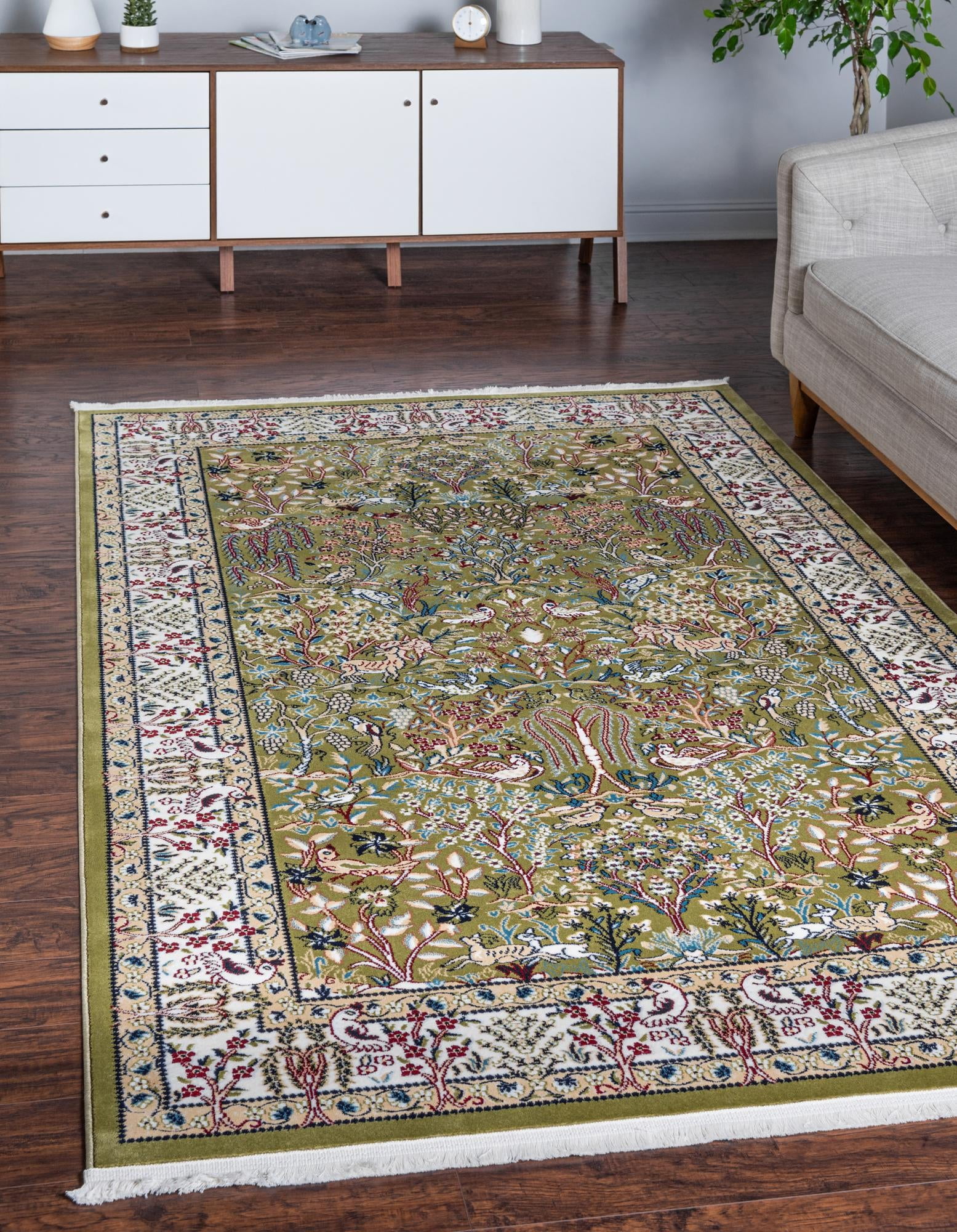 Rugs.com Rabia Collection Rug – 2' 7 x 4' Green Low Rug Perfect For ...